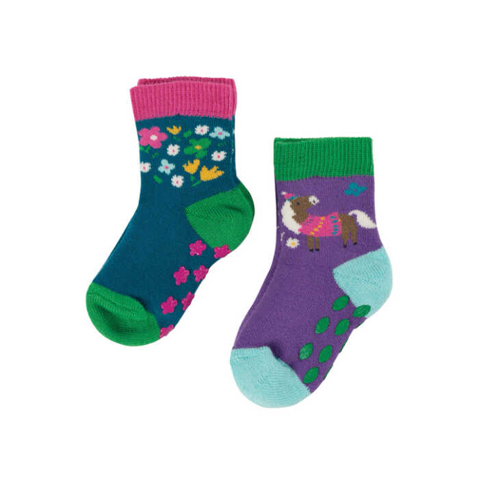 Frugi Grippy 2er Pack Socken Horse Multipack_AW20