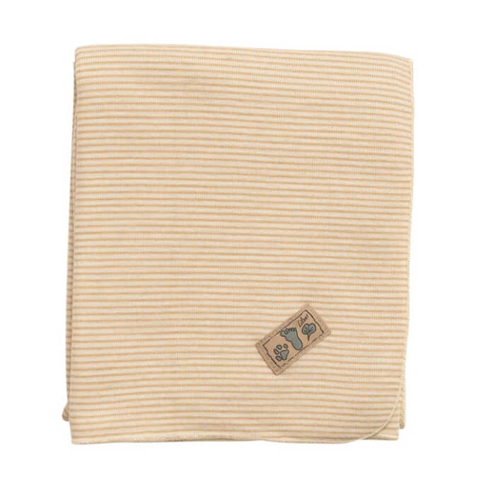 Lilano Babydecke sand Wolle kbT/Seide jersey 80x90cm geringelt
