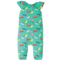 Frugi Niamh Gathered Play Overall  Pacific Aqua Parasols