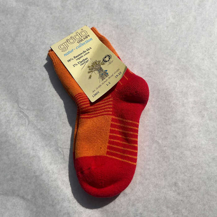 Grödo Kindersocke orange 1-2=19/22 Baumwolle kbA Frottee GOTS