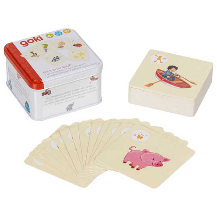 Goki Kinderspiel "Kommst Du drauf?" 4+ Pappe, Metalldose