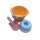 Spielstabil Sandset pastell 3-teilig Eimer aprikose /Schaufel flieder/Gugelhupf blau