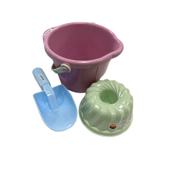 Spielstabil Sandset pastell 3-teilig Eimer flieder /Schaufel blau/Gugelhupf minze