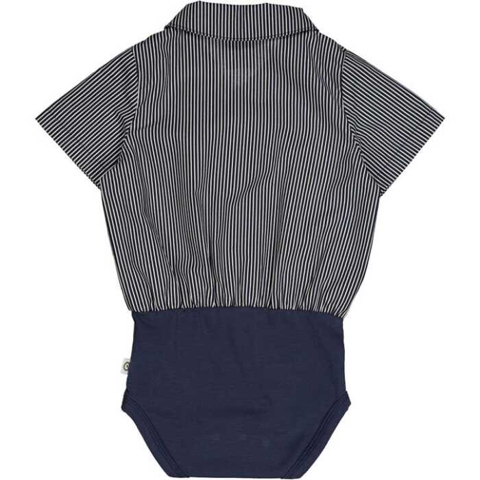 Müsli Kurzarmbody Poplin stripe Balsam cream/Night blue