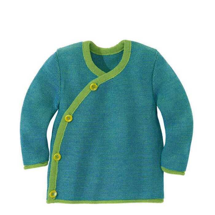 Disana Melange-Jacke Vorsaison, 86/92  grün-blau aus Schurwolle kbT