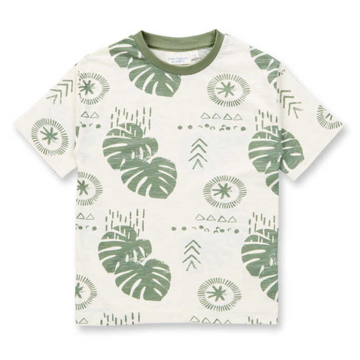 Sense Organics JANNIS Shirt 5Y AOP Marks & Leaves Eggshell Jersey
