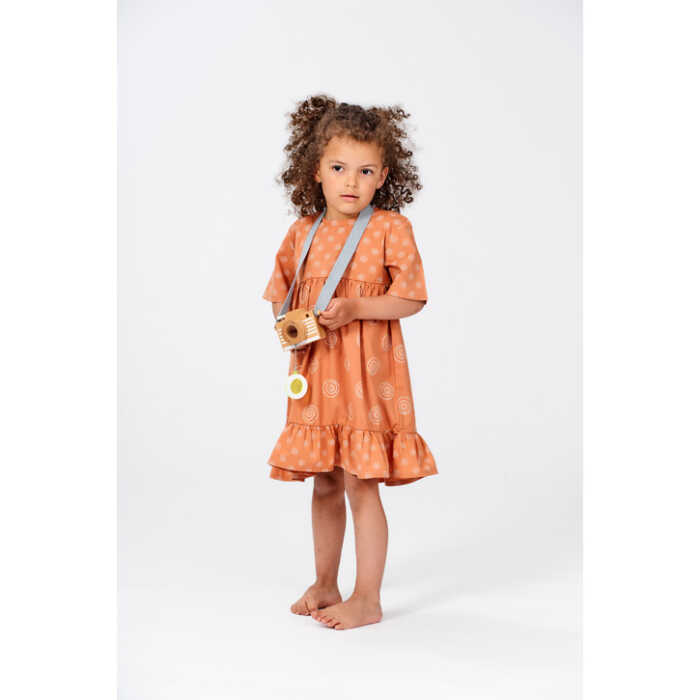 Sense Organics NURIA Dress AOP Batik Circle Cinnamon Baumwolle kbT