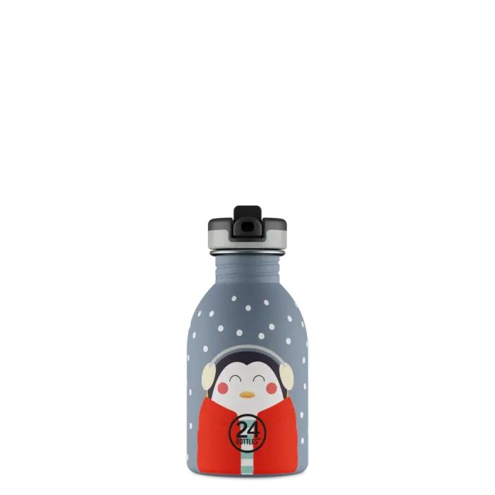 24bottles Urban Bottle 250ml Happy Penguin Trinkflasche mit Sport Lid aus Edelstahl