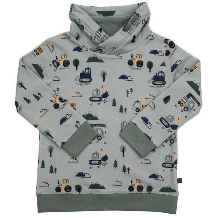 Enfant Terrible Stehkragen Sweatshirt Baufahrzeuge Druck light sage
