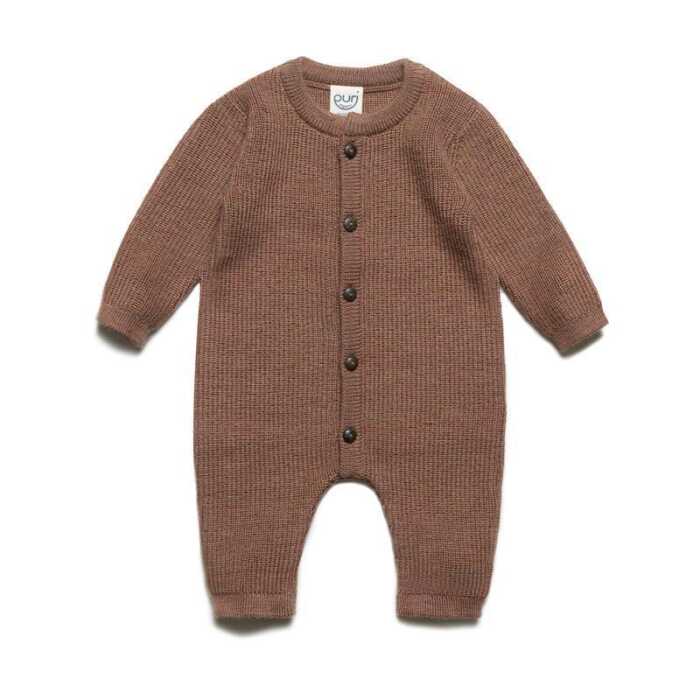 Puri Baby Overall Puri Baby Overall Perlfangstrick Schurwolle kbT  braunmelange 50/56