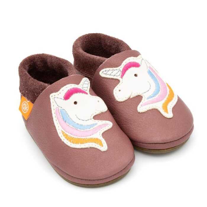 Orangenkinder Amigo Einhorn Bio Nappaleder mit rutschfester Sohle