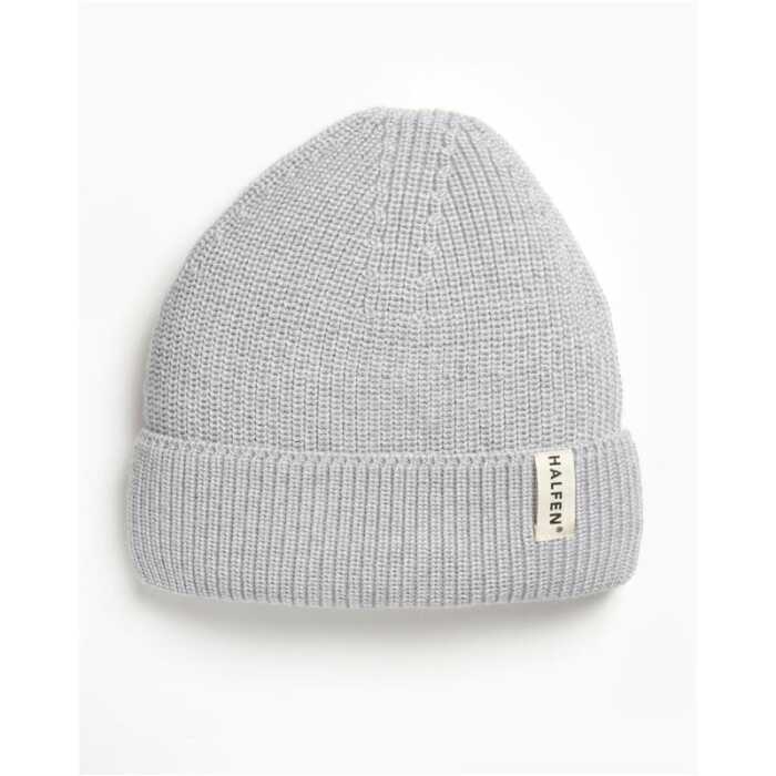 Halfen Strick-Beanie 2 grau Merinowolle Kinder Wintermütze