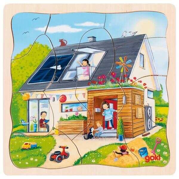 Goki Schichtenpuzzle Wir bauen ein Haus 3+ Holz