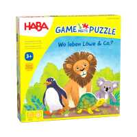 Haba Spiel mit Puzzle Wo leben Löwe & Co. Kinderspiel ab 3+