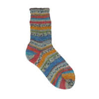 Grödo bunte Wollsocke kornblau/rot 3=23/24 Schurwolle