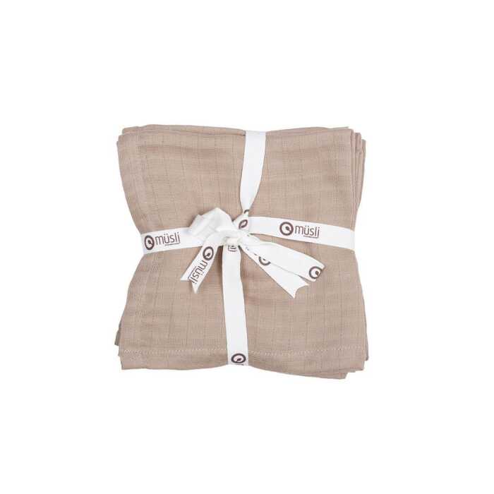 Müsli Muslin Waschlappen, 5er Pack 27x27  cashew