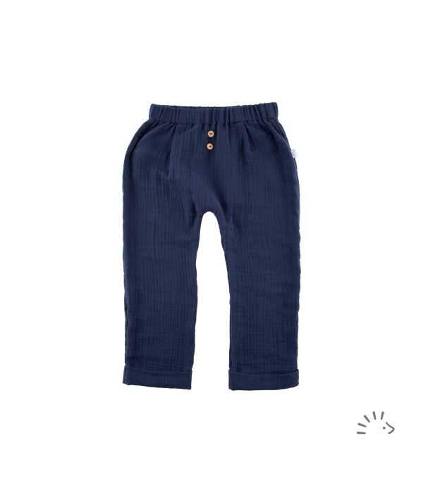 Iobio Baby Hose mit Umschlag dunkelblau 62/68 Musseline GOTS