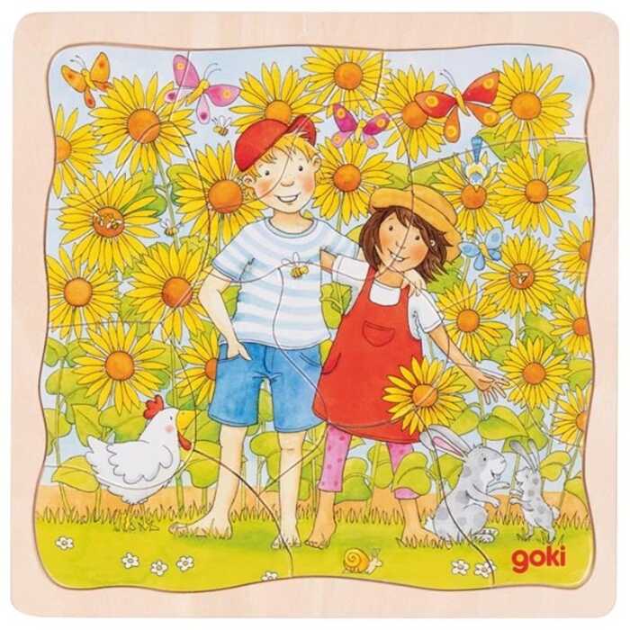 Goki Schichtenpuzzle Sonnenblumenfeld 35 Teile 3+ Holz