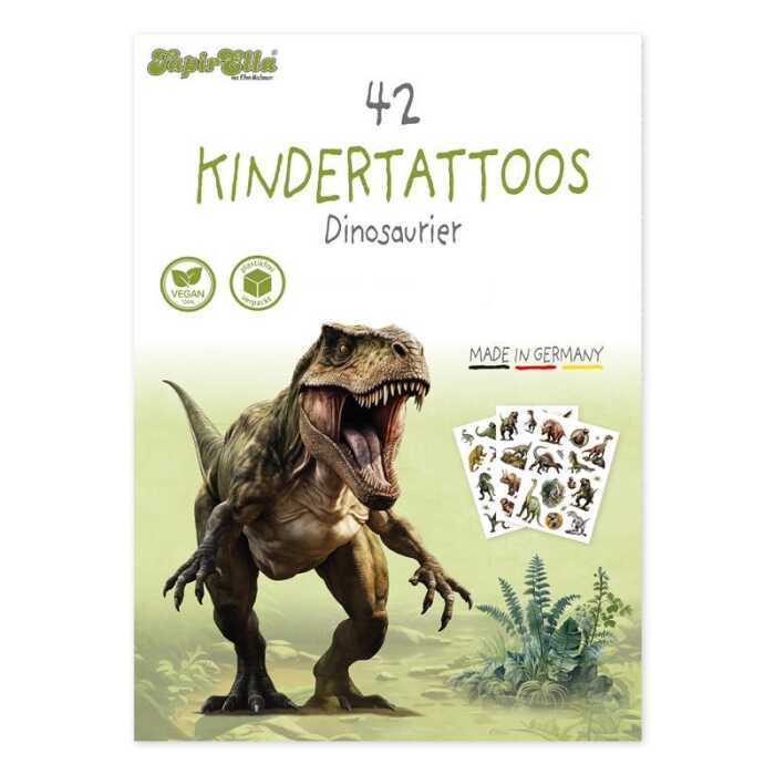 TapirElla Kinder Dinosaurier Tattoo-Set A6 3 Bögen (14,8x10,5cm) Lutz Mauder Verlag