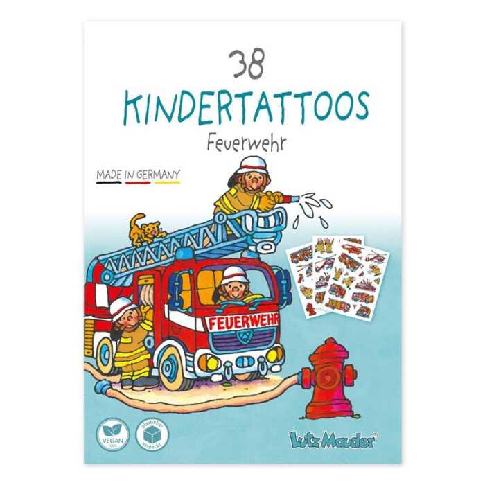 TapirElla Kinder Feuerwehr Tattoo-Set A6 3 Bögen (14,8x10,5cm) Lutz Mauder Verlag