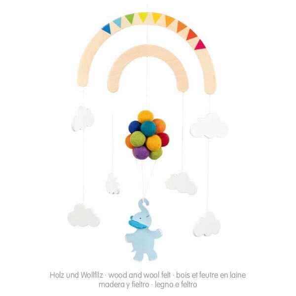 Goki Baby Mobile Elefant auf der Reise Wollfilz, Holz