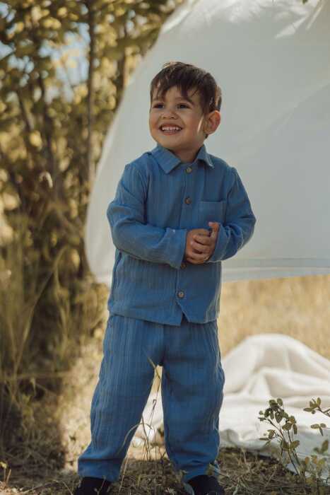 Lil Paradise Organic Shadow Blue Pants