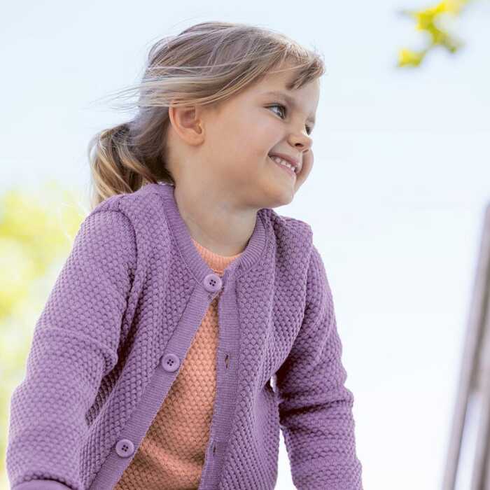 Disana Kinder Wabenstrick Jacke Sommerwolle GOTS