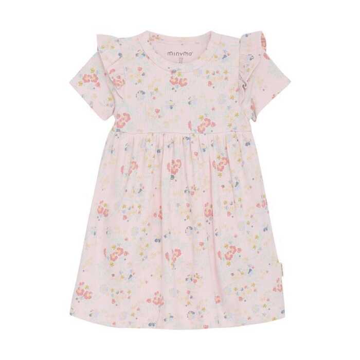 Minymo Kleid kurzarm Rosen Quartz