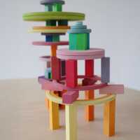 Grimms Konzentrische Kreise und Ringe Pastell  20 Teile Holz 3+