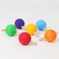 Grimms Regenbogen Kreisel 6 Stück Holz 3+