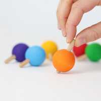 Grimms Regenbogen Kreisel 6 Stück Holz 3+