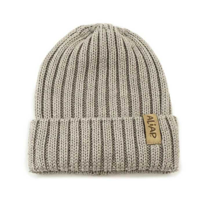 Aliap Wintermütze Ripp Merino Wolle beige 46-50 / 1-3 Jahre Kindermütze
