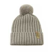 Aliap Wintermütze mit Bommel Ripp Merino Wolle Kindermütze