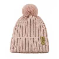 Aliap Wintermütze mit Bommel Ripp Merino Wolle Kindermütze