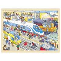 Goki Einlegepuzzle Bahnhof 57316 3+ Holz