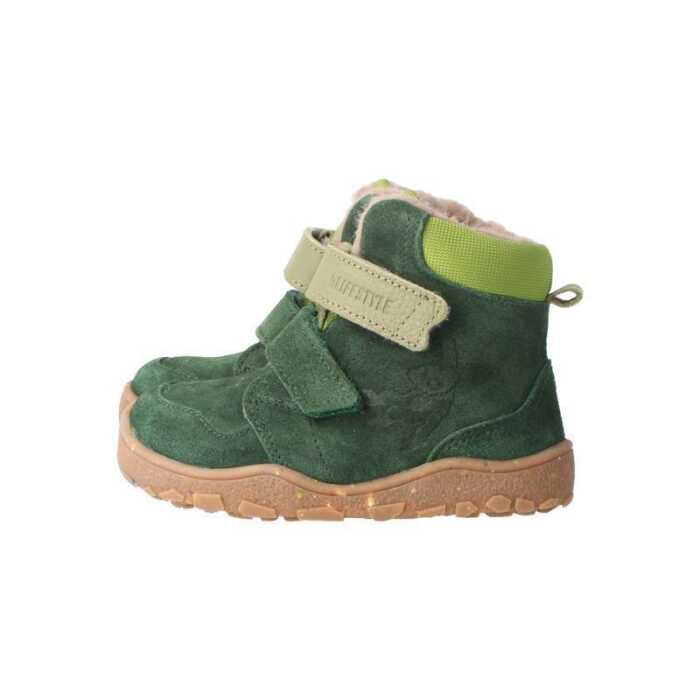 BLifestyle gibbonSTYLE TEX 23 waldgrün velour  Winterstiefel mit Wollfutter Barfußschuh