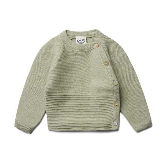Puri Baby Kimono Krausstrick Wickelpullover pistazie 74/80 Bio Baumwolle / Seide GOTS