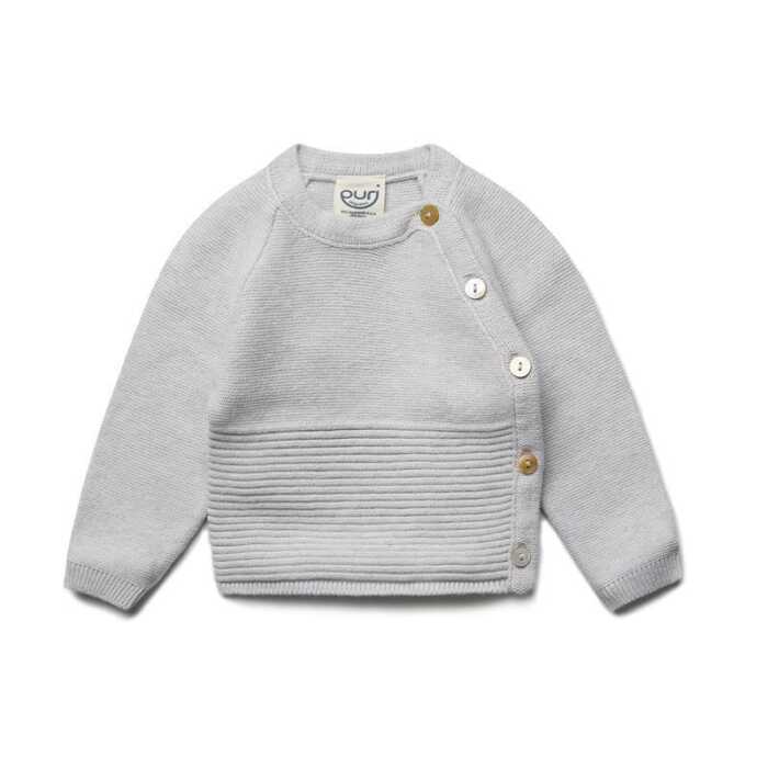 Puri Baby Kimono Krausstrick Wickelpullover silbergrau 74/80 Bio Baumwolle / Seide GOTS