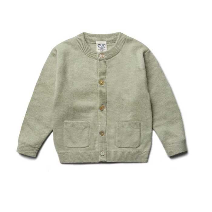 Puri Baby Cardigan Doppelstrick pistazie 50/56 Baumwolle kbT/Seide GOTS