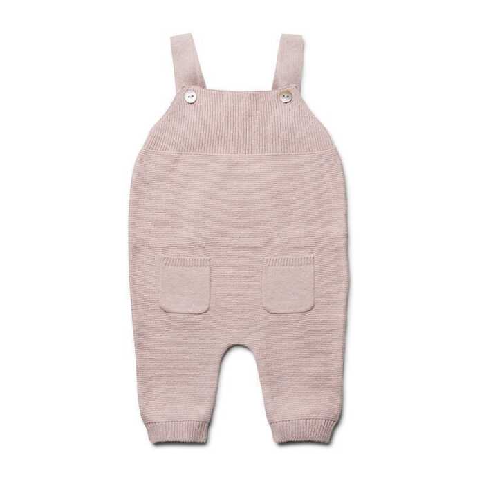 Puri Baby Latzhose Krausstrick Baumwolle kbT/Seide GOTS rosa 74/80