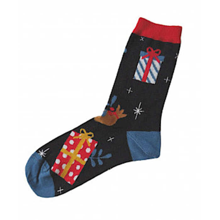 Grödo Damen/Herren Weihnachtssocken schwarz
