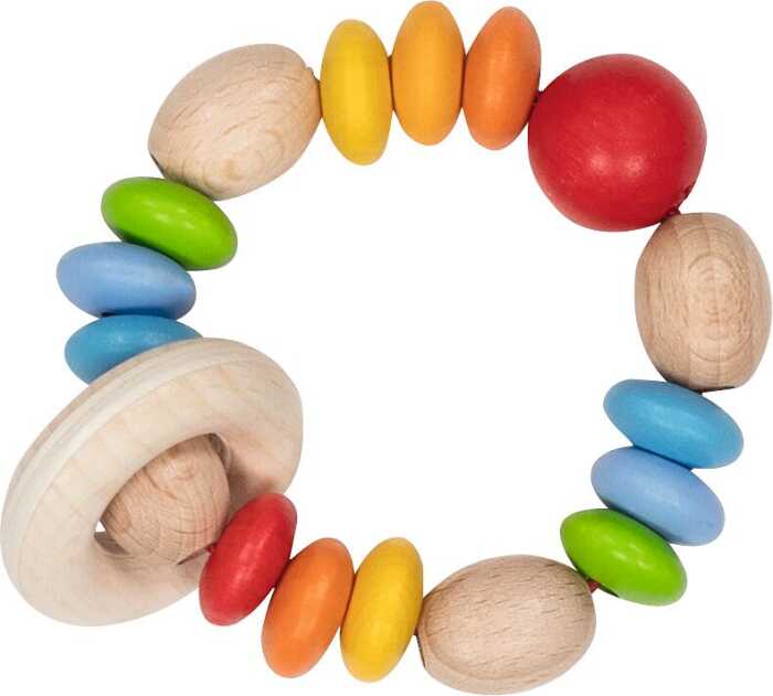 Goki Baby Greifling Elastik Regenbogenlinsen 0+ aus Holz