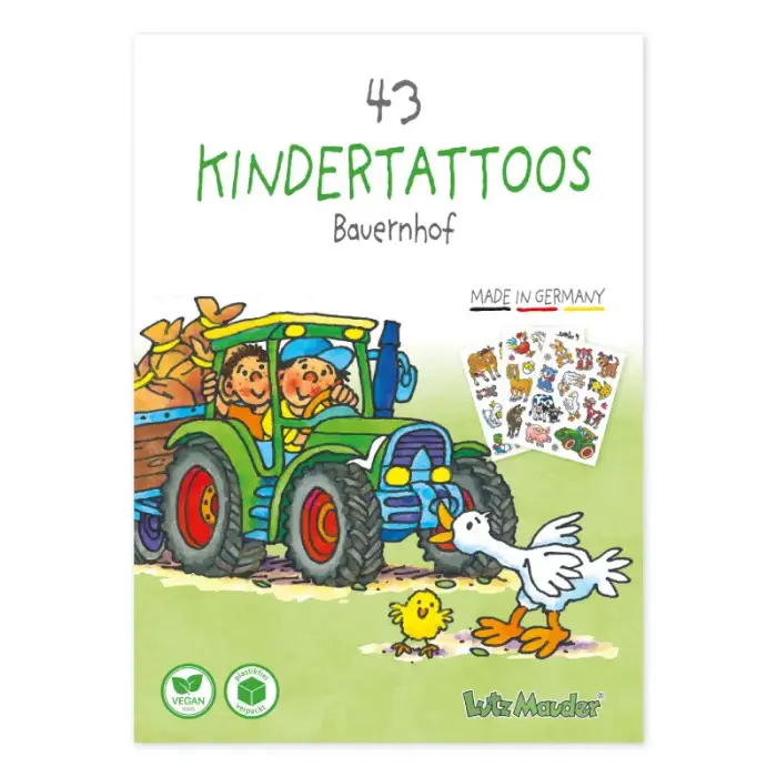 Lutz Mauder Verlag KinderTattoo-Set A6 3 Bögen Bauernhof 43 Stück