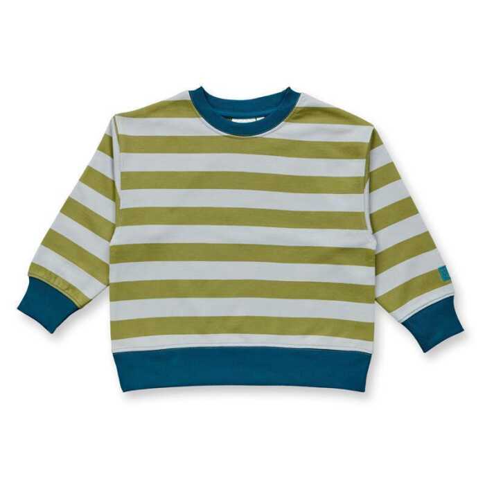 Sense Organics DARI Sweater Olivgrün-eisgrau geringelt