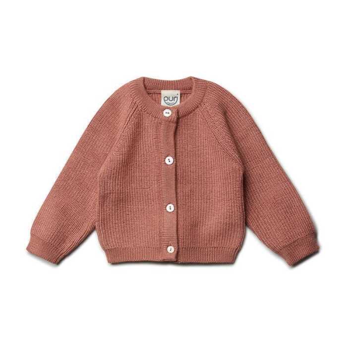 Puri Baby Cardigan Perlfangstrick Schurwolle kbT/Seide 62/68 clay