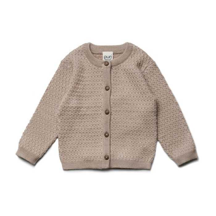 Puri Baby Cardigan Strukturstrick Schurwolle kbT sandmelange 74/80