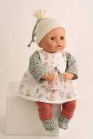 Schildkröt Baby Amy 45 cm mit Schnuller, Malhaar, braune Schlafaugen, Kleidung rot/grün/weiss