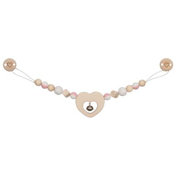 Goki Kinderwagenkette Herz mit Clips und Glöckchen