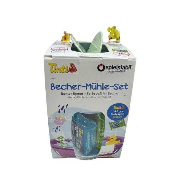 Spielstabil Becher-Mühle-Set pastell mit 3 x Tinti Badetab
