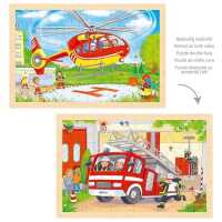 Goki Puzzle Hubschrauber Feuerwehr 24 Teile Beidseitig...